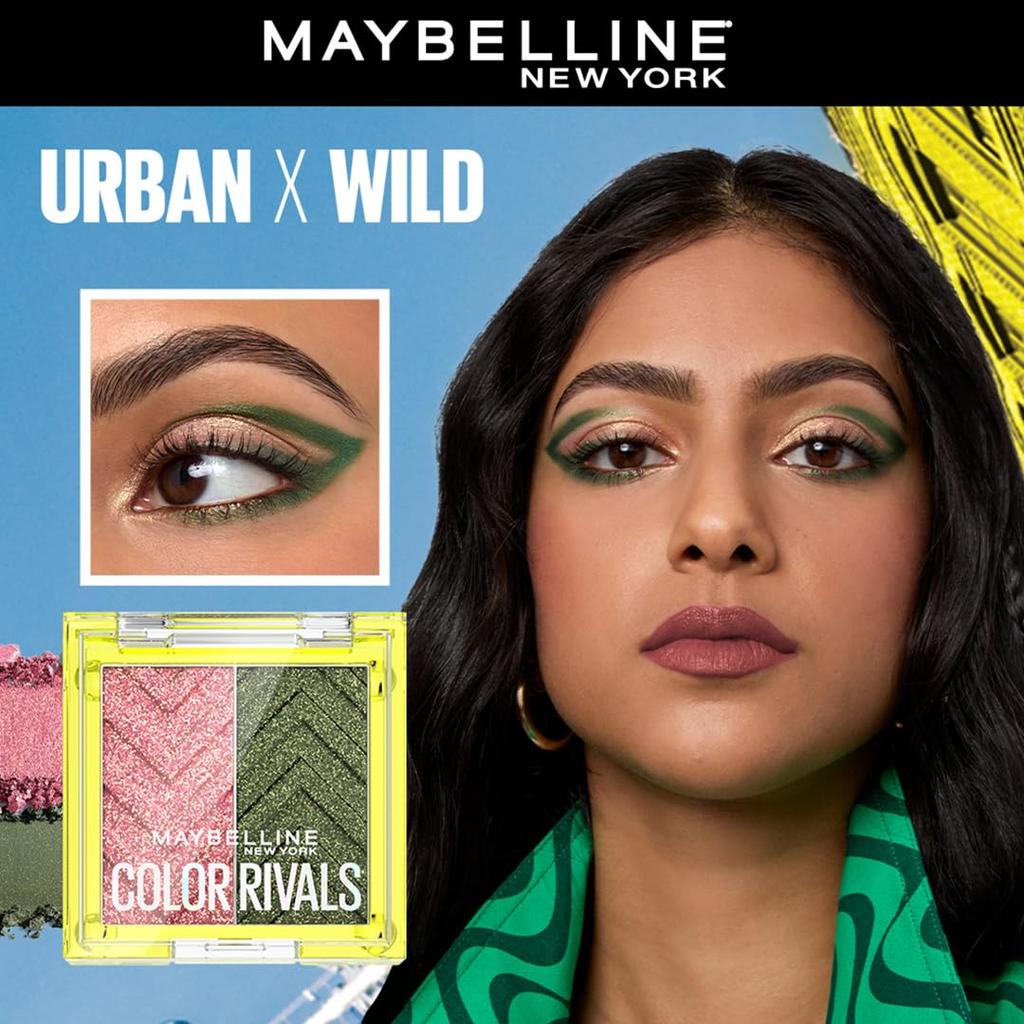 Maybelline New York Color Rivals Pigmented Eyeshadow Palette 3g Long Lasting Waterproof Matte Shimmer Duo Urban X Wild