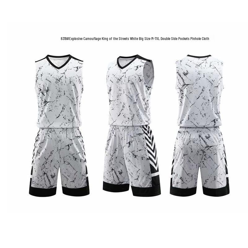

Men s Classic Camo Streetball Basketball Jersey Set with Number Print - Ideal for Student Competitions & Team Training 4XS королівський синій колір