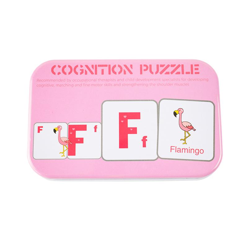 Children's Literacy Cognitive Card Iron Box Early Education Animal Fruit Transportation Matching Card Puzzle Educational Toys