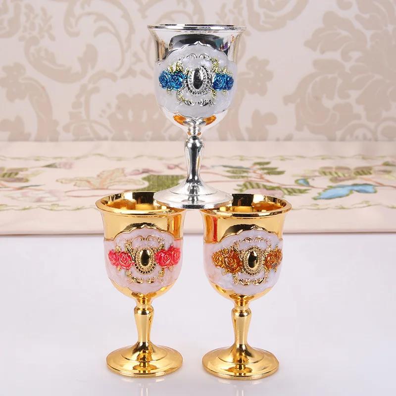 Metal Wine Glasses Retro Wine Cup Goblet Vintage European Style Champagne Cocktail Glasses Bar Home Decor Drinkware