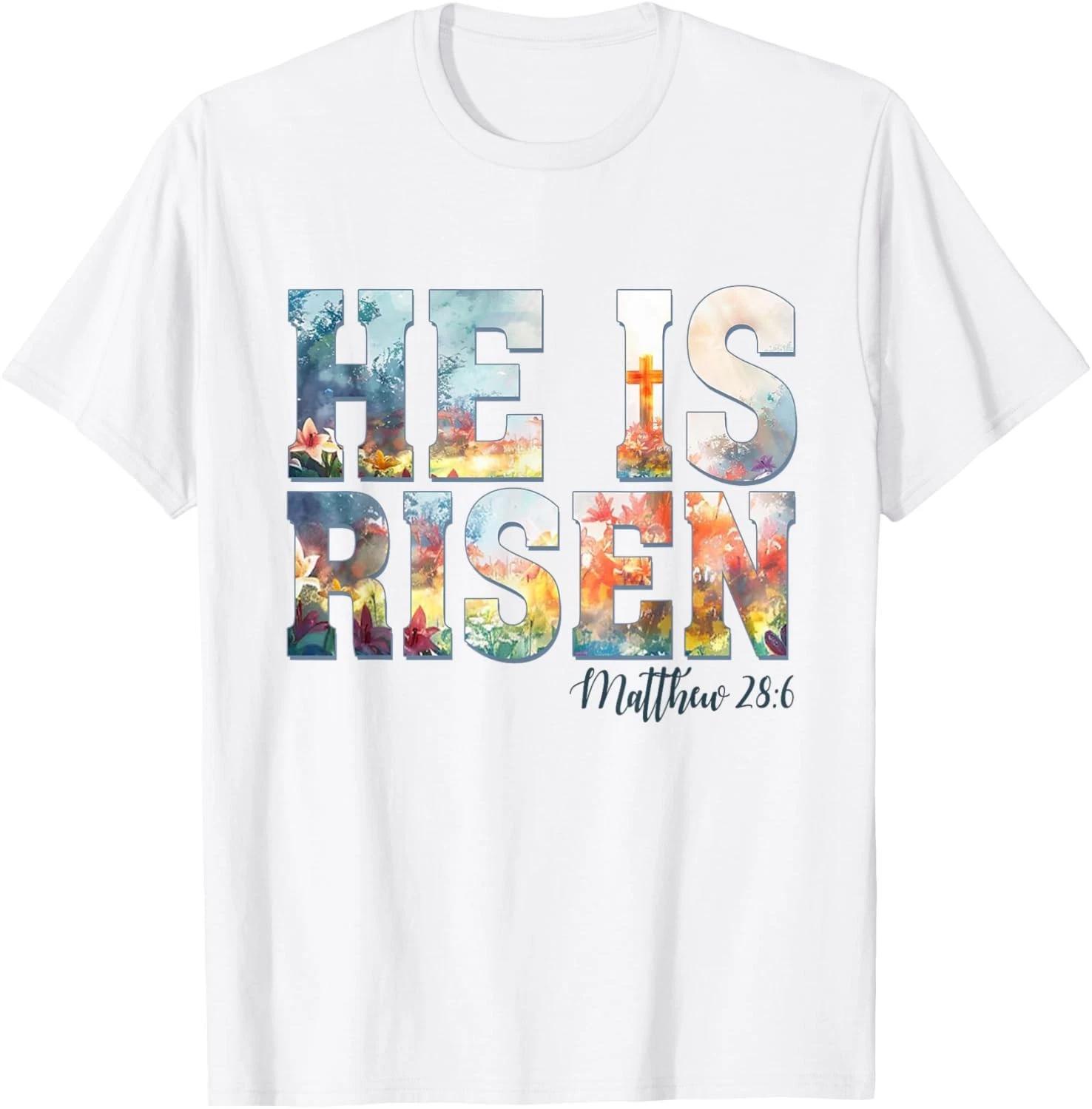 Funny DSesiogn He is Risen Boho Easter Christian Jesus Tee Gift Unisex T-Shirt S