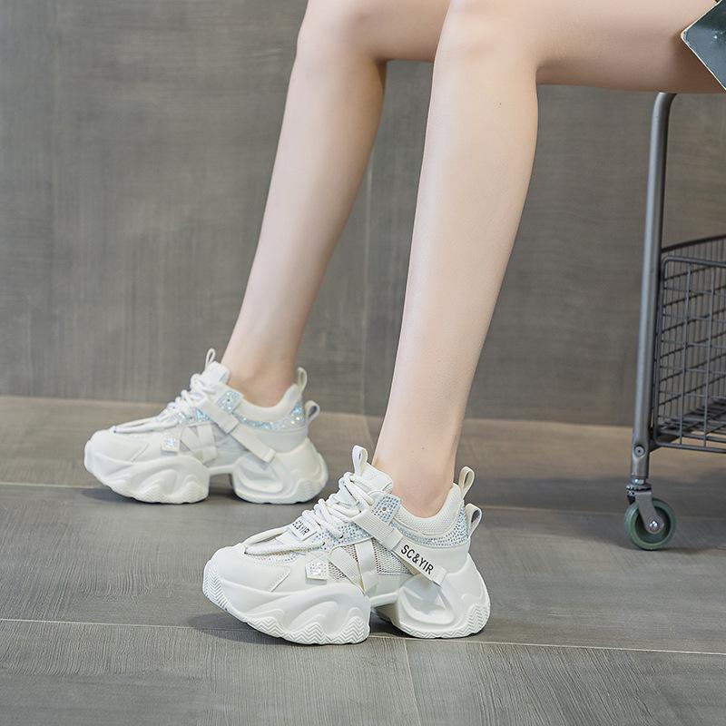 

Dad shoes thick soles increase height 2025 summer new 8cm Internet celebrity same casual versatile fashion style lace-up women 34