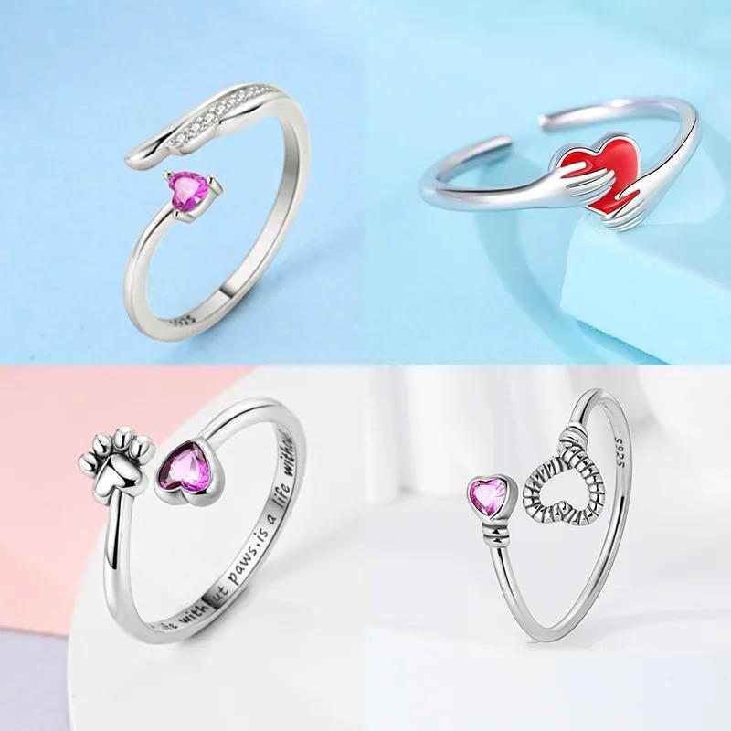 Copper Heart-Shaped Series Open Rings Pink Love Irregular Shape Ring Appropriate For WomenS High-End Jewellery Gifts