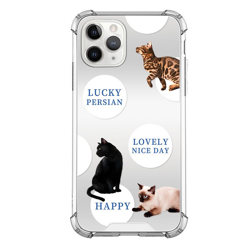 Ins Cute Cat Mirror Anti-șoc Husă de telefon Happy Lovely pentru Iphone 13 12 Promax 14 Pro Max 11 Xsmax Xr X 7 8 Plus