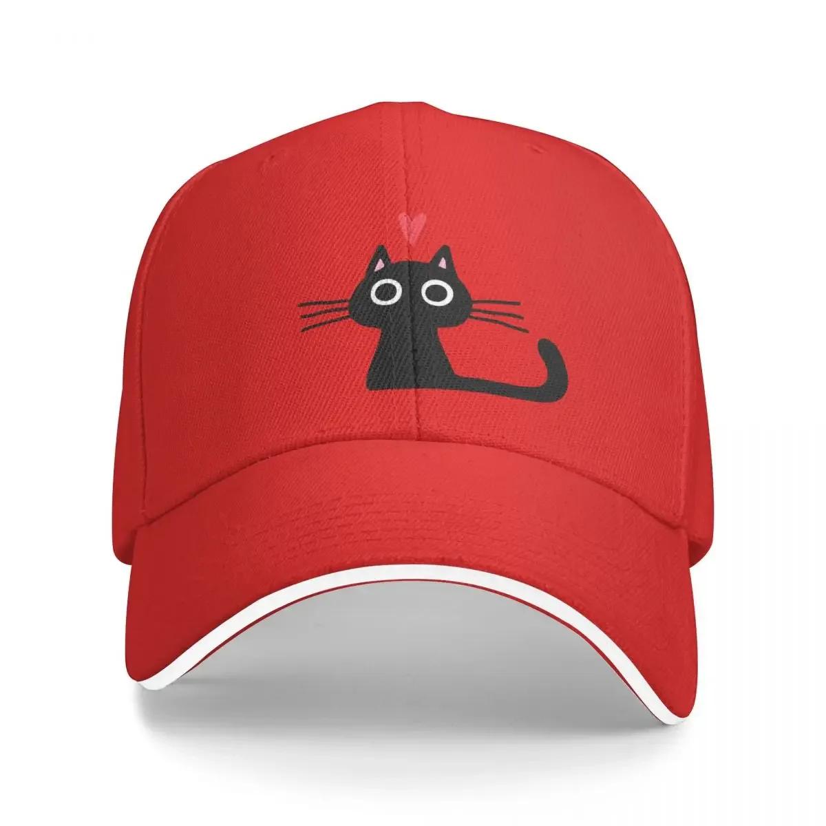 

Cute Black Cat with Heart | Kitten Valentine Cap Baseball Cap ny cap Visor sun hat Unisex s hat Women s