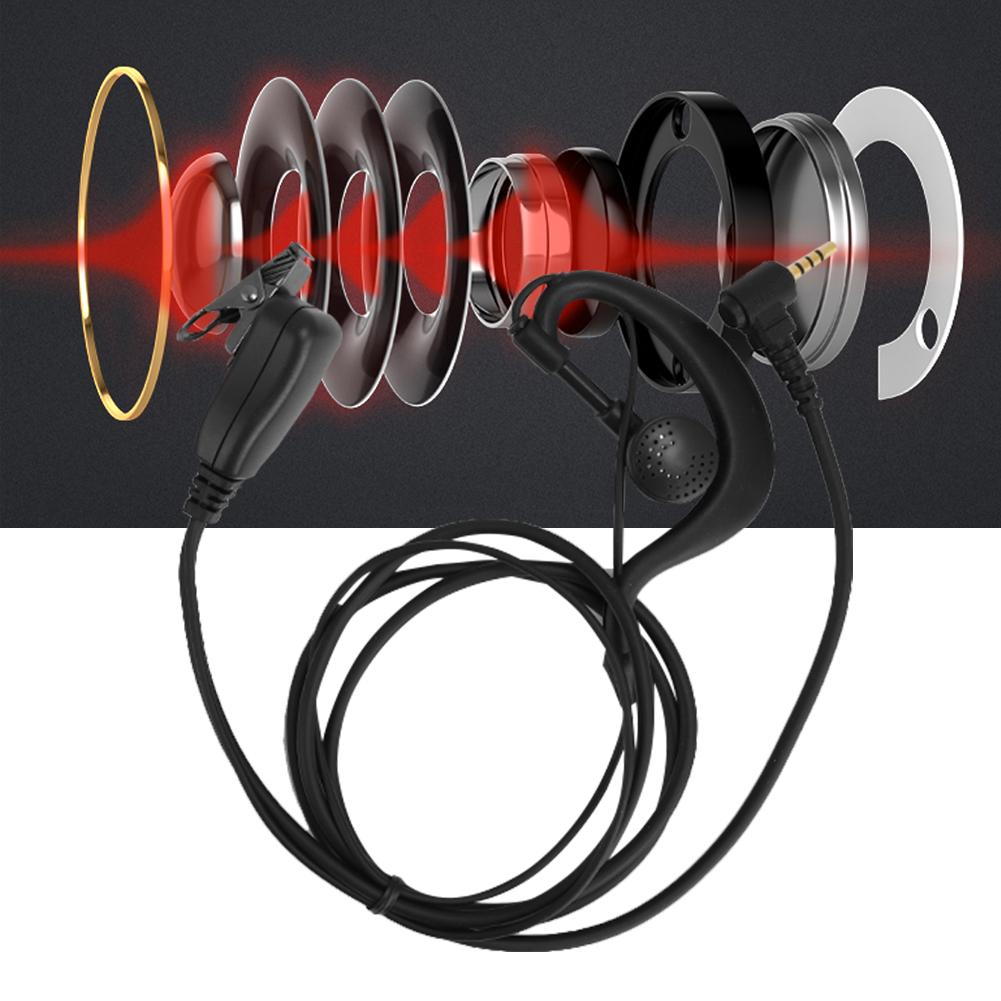 2PCS ABS 3.5mm Plug ABS Single Listening Earphone Ear Hanging Headset for Radio Walkie Talkie