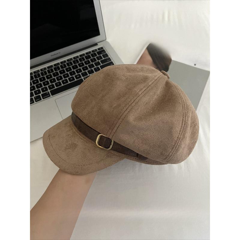 Autumn and Winter New Style Suede Retro Beret Women's Korean Style Old Fashion Temperament Fashionable Face Small Octagonal Hat
