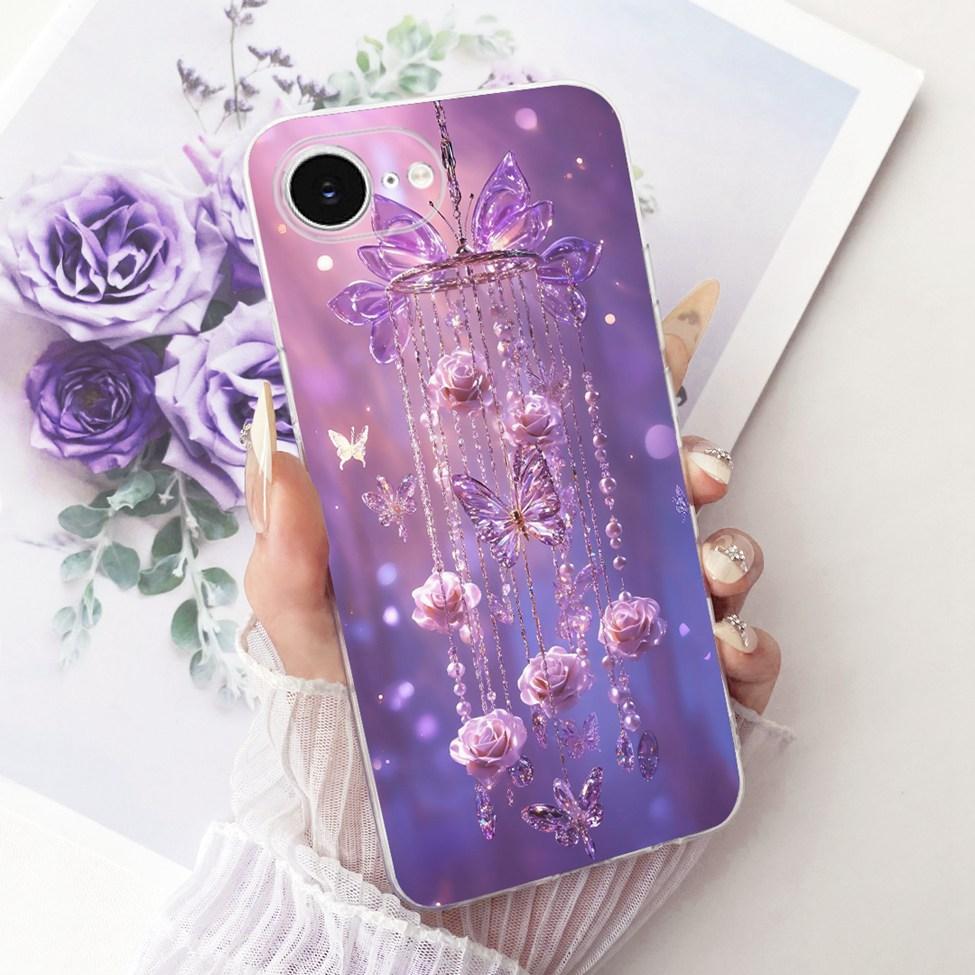 Transparent Cover For iPhone 16e Case Cute Kawaii Fashion Butterfly Funny Painted Casing A3212 A3409 A3410 A3408