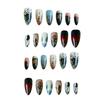10 Pcs French Almond Fake Nails Dark Halloween Theme Full Cover Press On Nails For Party Wearable False Nail Tips