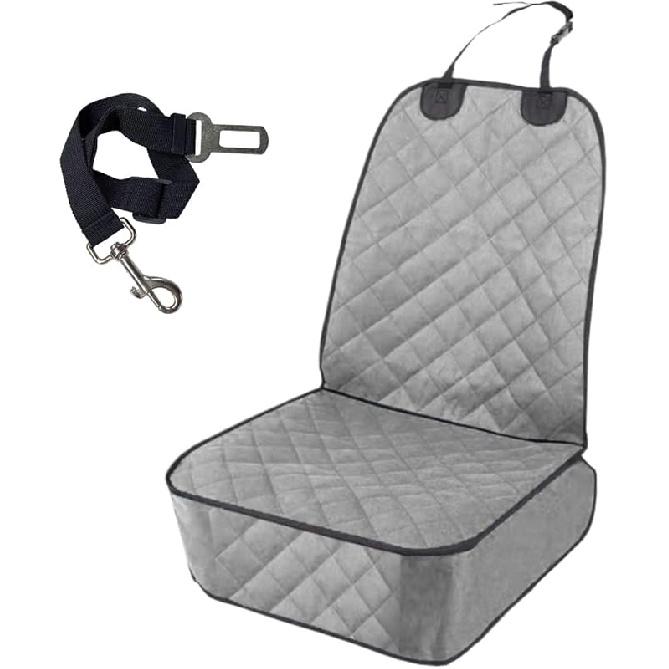Dog Car Seat Cover, Waterproof & Scratch Proof Car Seat Protector With Side Flaps, Nonslip Front Car Seat Covers With Safety Belt, Universal Dog Mat