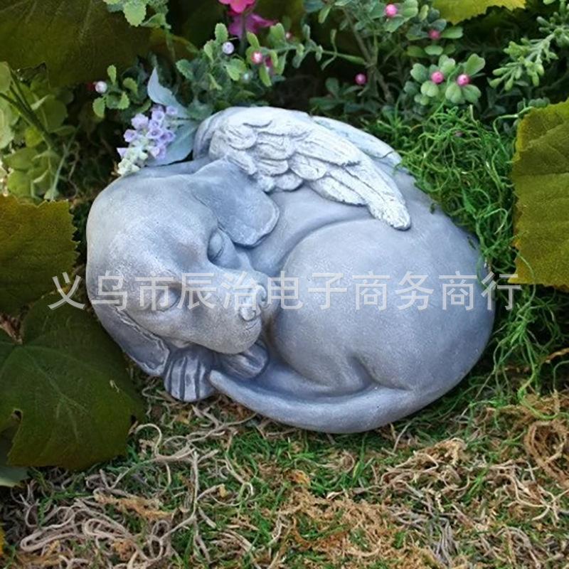 Winged Resin Angel Dog Statue Pet Memorial Dog Resin Statue Garden Art Sculpture Decoration