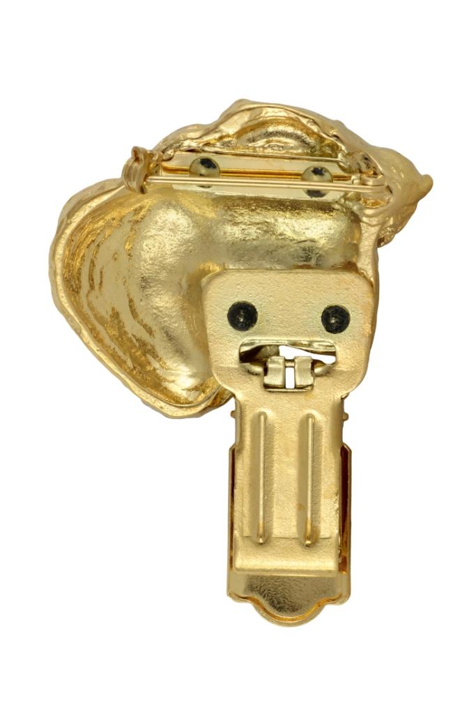 Schnauzer I - brooch with a clip, gold-plated holder for a start number, a gift for a dog show by Art-Dog brand.