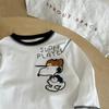 Boys Cotton Long Sleeve Cartoon Embroidered T Shirt for Toddlers and Kids