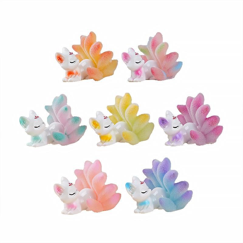 Ancient-style Figurine Decoration Item, Tuoshan Nine-Tailed Fox Creative Cute Ball Resin Artwork Cultural Gift