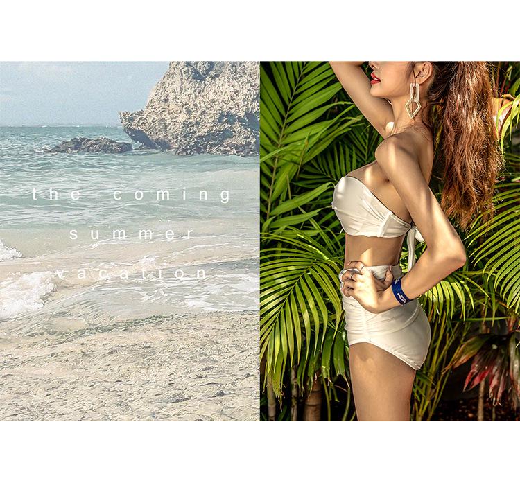 Korean-Style Sexy Bandage Bikini Set - Women's Three-Piece High-Waisted Swimsuit for Vacations and Hot Springs