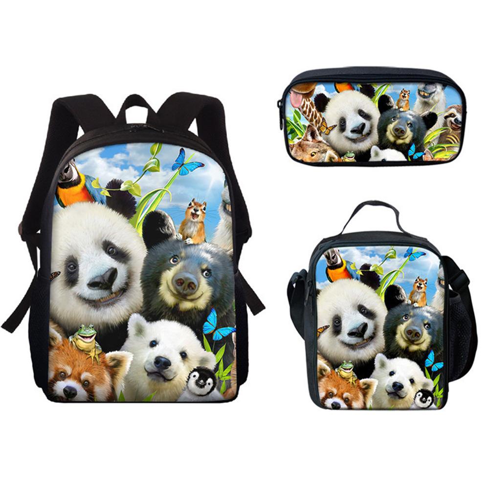 Klassisch Neuheit Lustig Cool Elefant Tiere 3D Druck 3 Stück/Set Schüler Schultaschen Laptop Tagesrucksack Rucksack Brottasche Federmäppchen