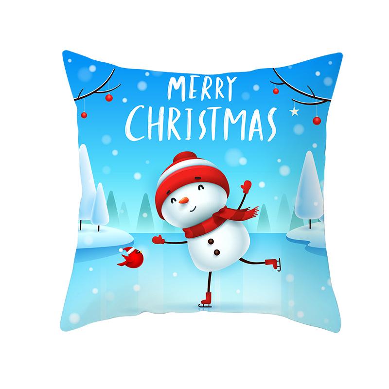 Weihnachtsmann Schneemann Elch Kissenbezug Festlich Zuhause Sofa Kissen Kissenbezug