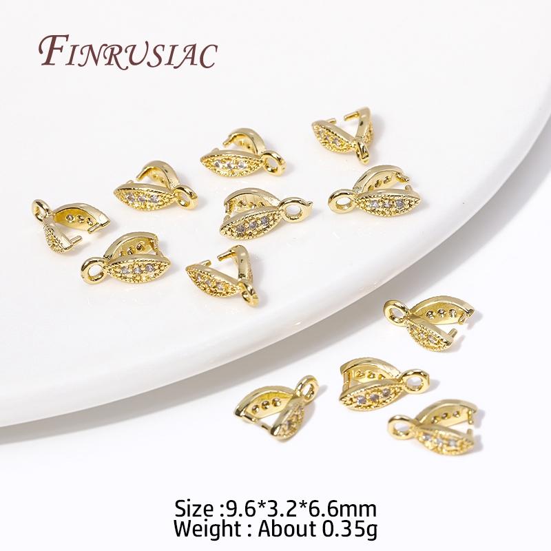 Multi Types 18K Gold Plated Inlaid Zircon Beila For Pendants,Pinch Clip Bails For Crystal Agate Jewelry Making,Pendant Connector