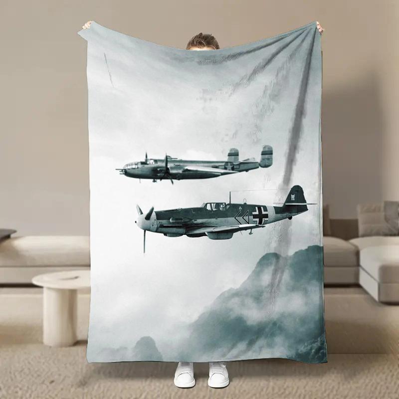 Warm Soft Vintage Planes Print Blanket Fluffy Children and Adults Sofa Plush Bedspread Picnic Throw Blanket for Sofa Bed Gifts