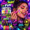 Fluorescent Body Paint Markers Set, 6 Color Neon Face Paint Pens for Party Makeup, Glow Under UV Light, Smooth Drawing Quick Dry