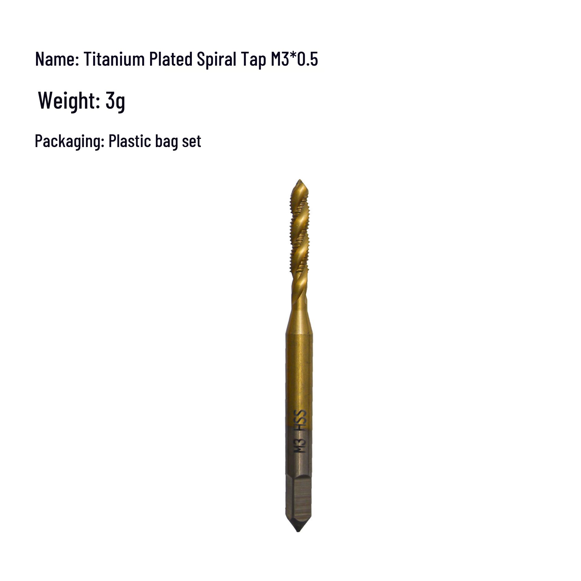 Titanium-Plated High-Speed Steel Spiral Flute Machine Tap