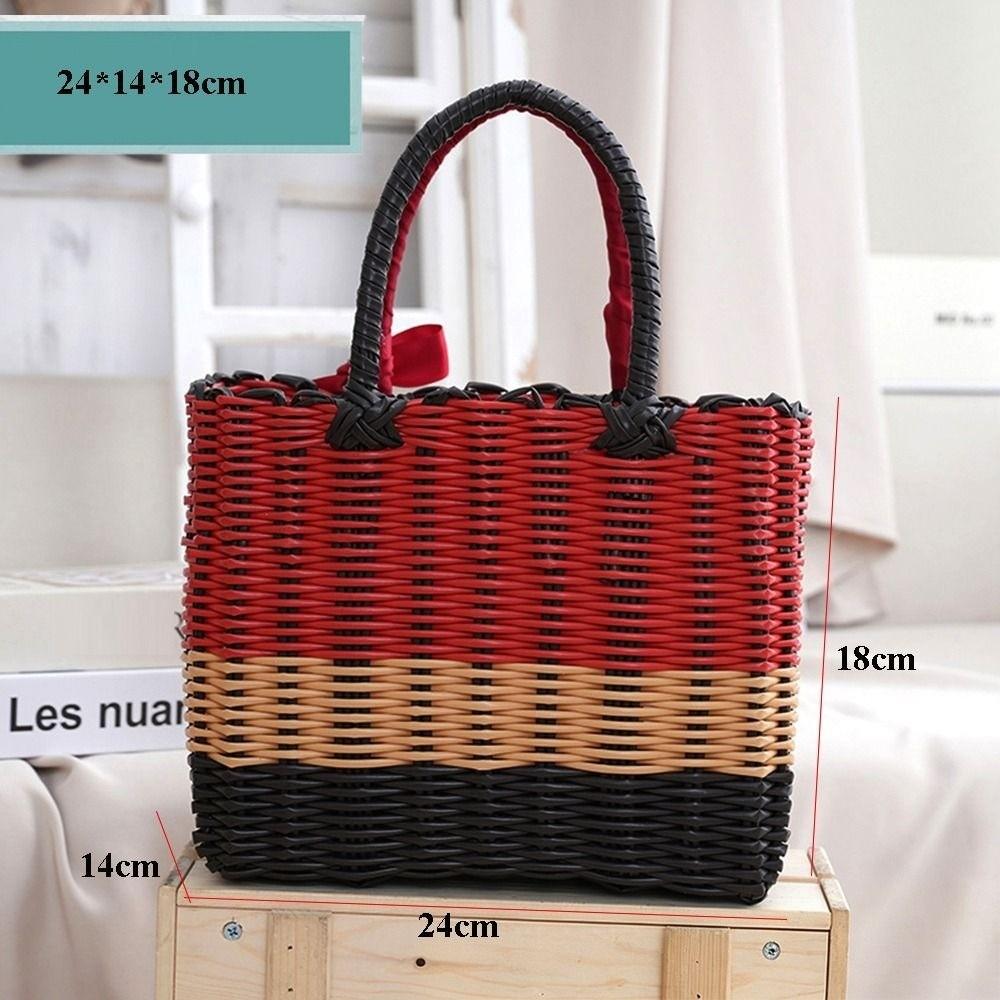 Cesta de Almacenamiento de Mimbre Tejido para Picnic, Empaque de Frutas y Verduras para el Hogar, PE