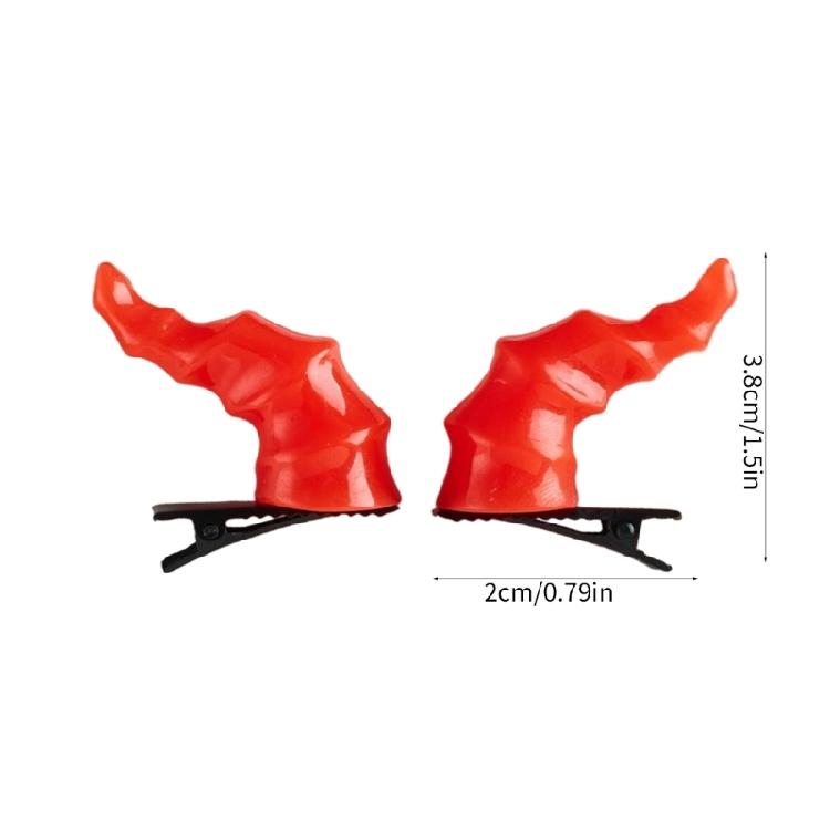 Barrettes Mini Dragon Horn for Girl Halloween Theme Parties Devil Hair Clip