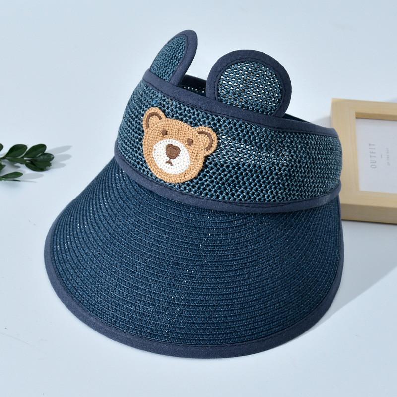 Summer Breathable Kid Sun Hat Wide Brim Cartoon Bear Sunshade Outdoor Activities