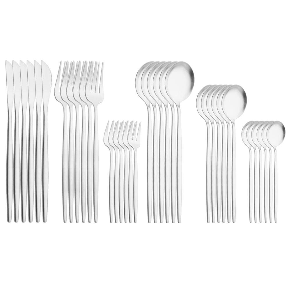

36Pcs Dinnerware Matte Black Knife Fork Tea Spoon Tableware Cutlery Set Stainless Steel Silverware Flatware Kitchen Dinner Set