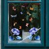 Spring Floral Window Clings Morning Glory Butterfly Dragonfly Static Glass Decals Reusable Sticker for Home Office Glass Doors Windows