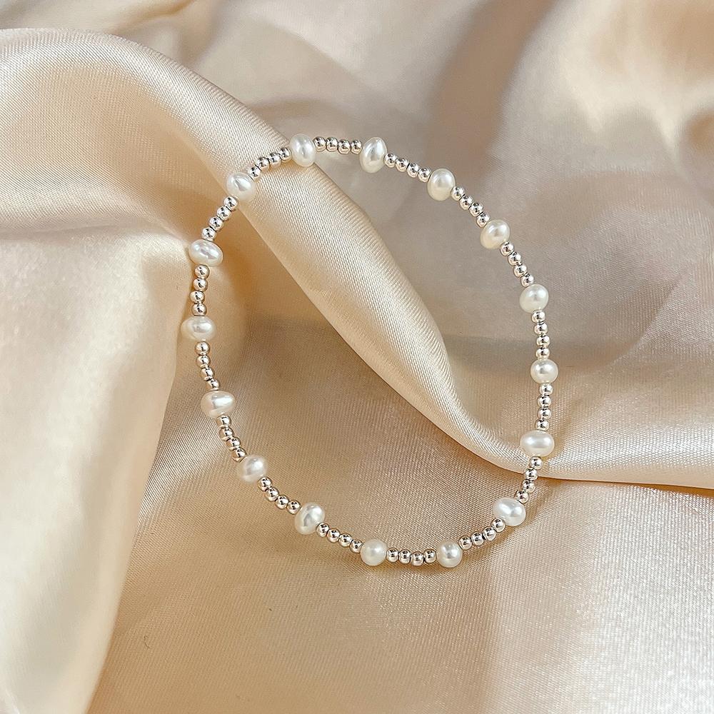 Fine 14k Gold Filled Bead with Freshwater Pearl Bracelet S925 Sterling Silver for Women Girls Making Jewelry