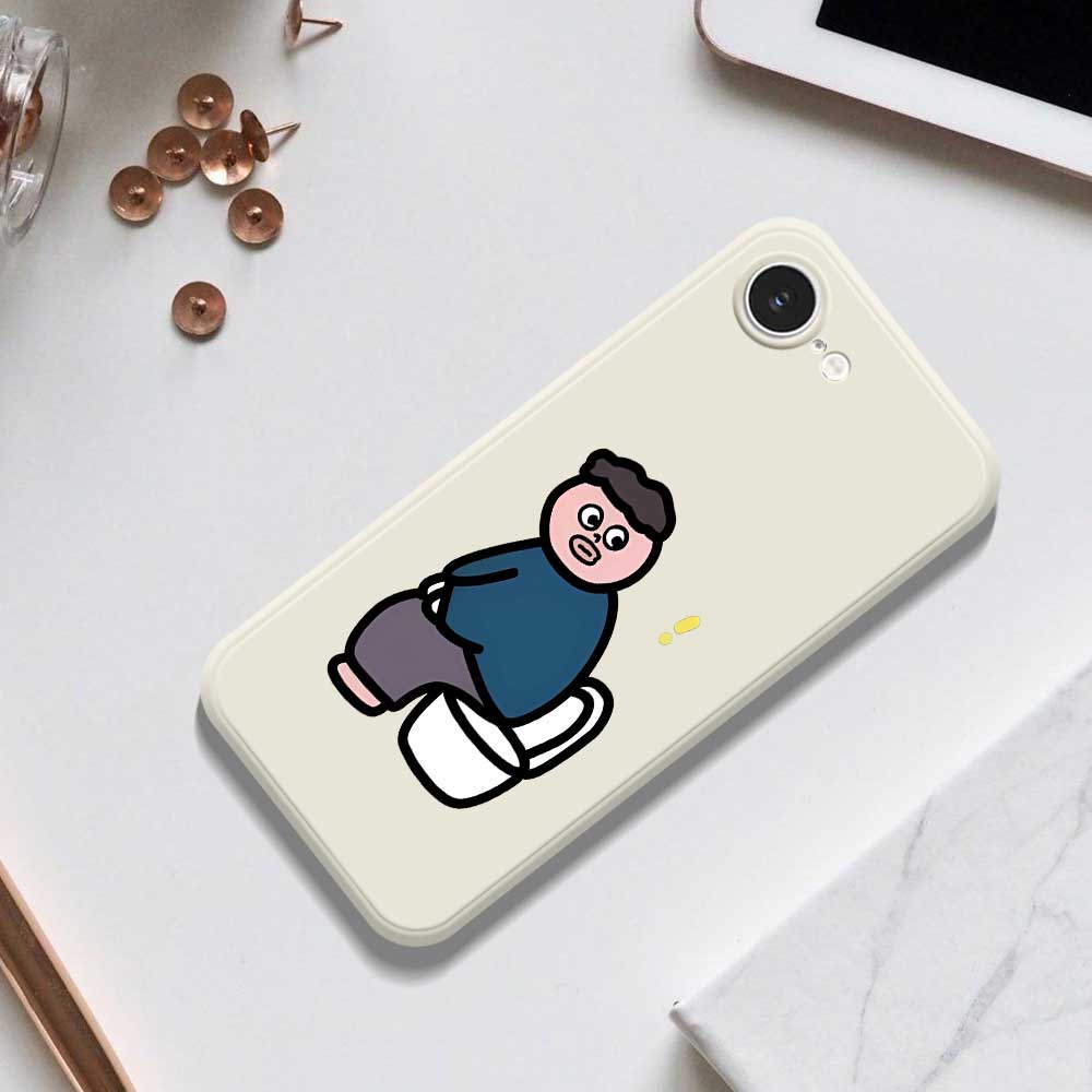 Für iPhone 16e Hülle Toilet Boy Musterdruck Gerade Kante TPU Handy Rückseite
