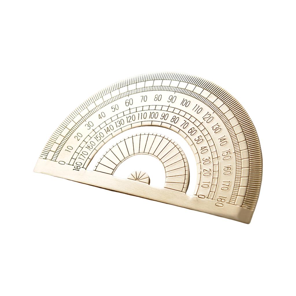 Vintage Brass Triangular Ruler Geometry Scale Ruler Math Semicircle Protractor Stationery Precision Measuring Tool