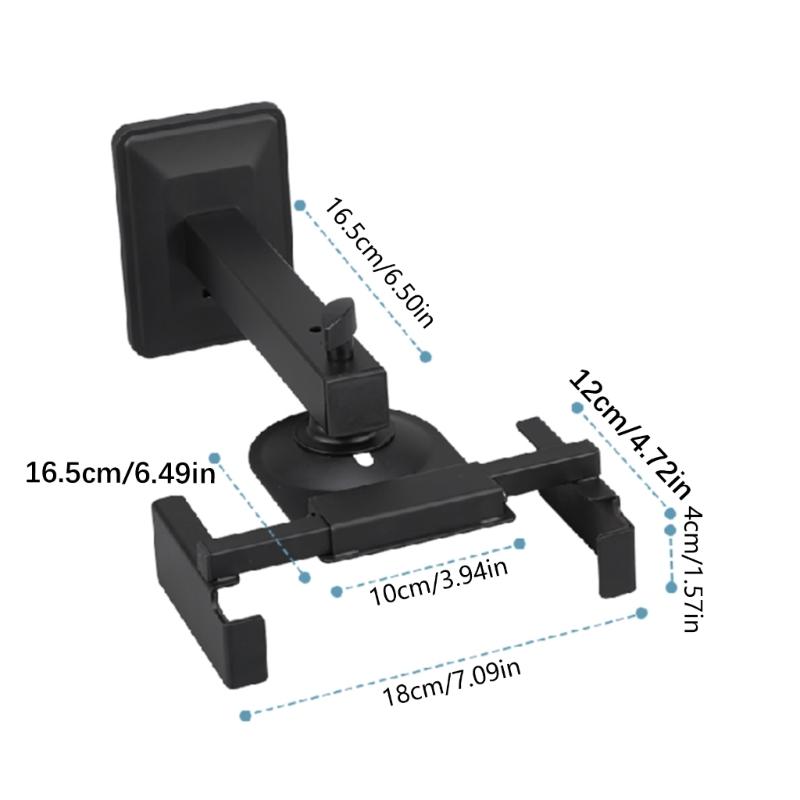 Supporto da Parete in Metallo per Altoparlanti per Sistemi Surround Regolabile Profondità 5-12 Pollici Rotazione 180° Inclinazione 15° con Pad Antivibrazione