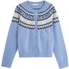 INMAN Women's Retro Fair Isle Jacquard Cardigan Sweater