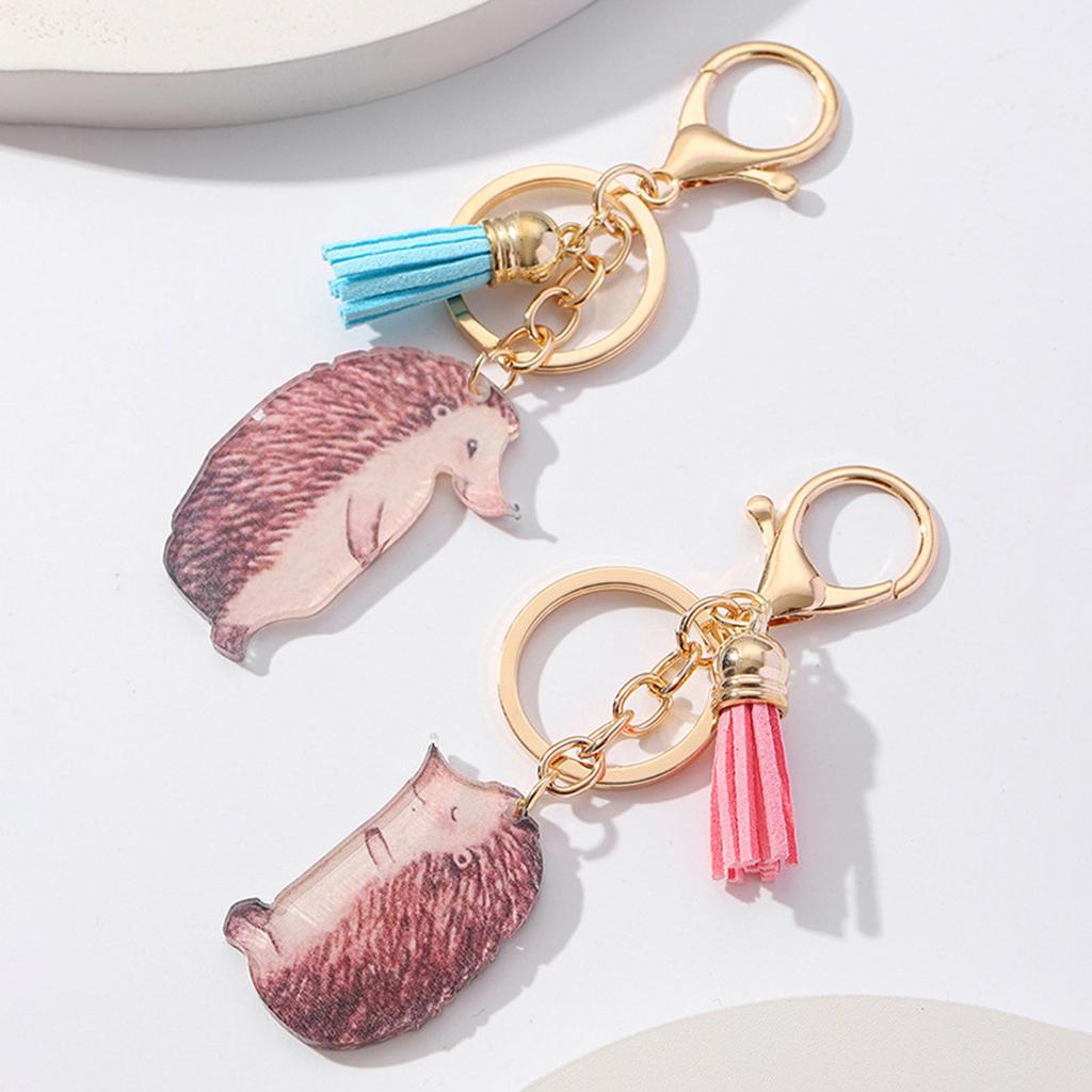 2pcs Acrylic Hedgehog Charm Keychain Bag Pendant Keys Holder Handbag Accessories