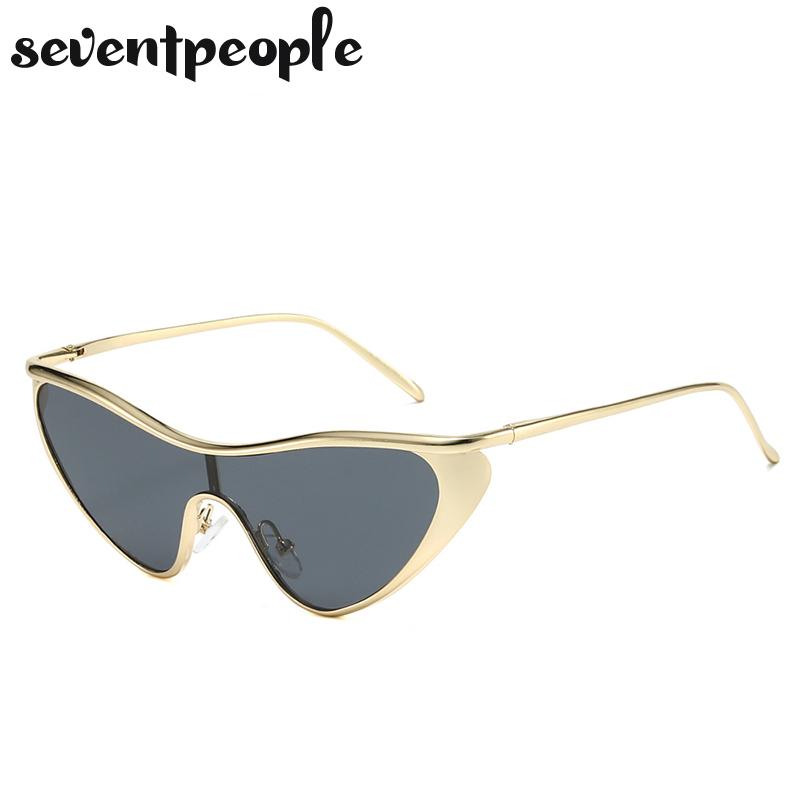 Y2K Punk Sexy Cat Eye Shield Sunglasses Women  Luxury Brand Vintage One-Piece Sun Glasses For Ladies Fashion Goggle Shades