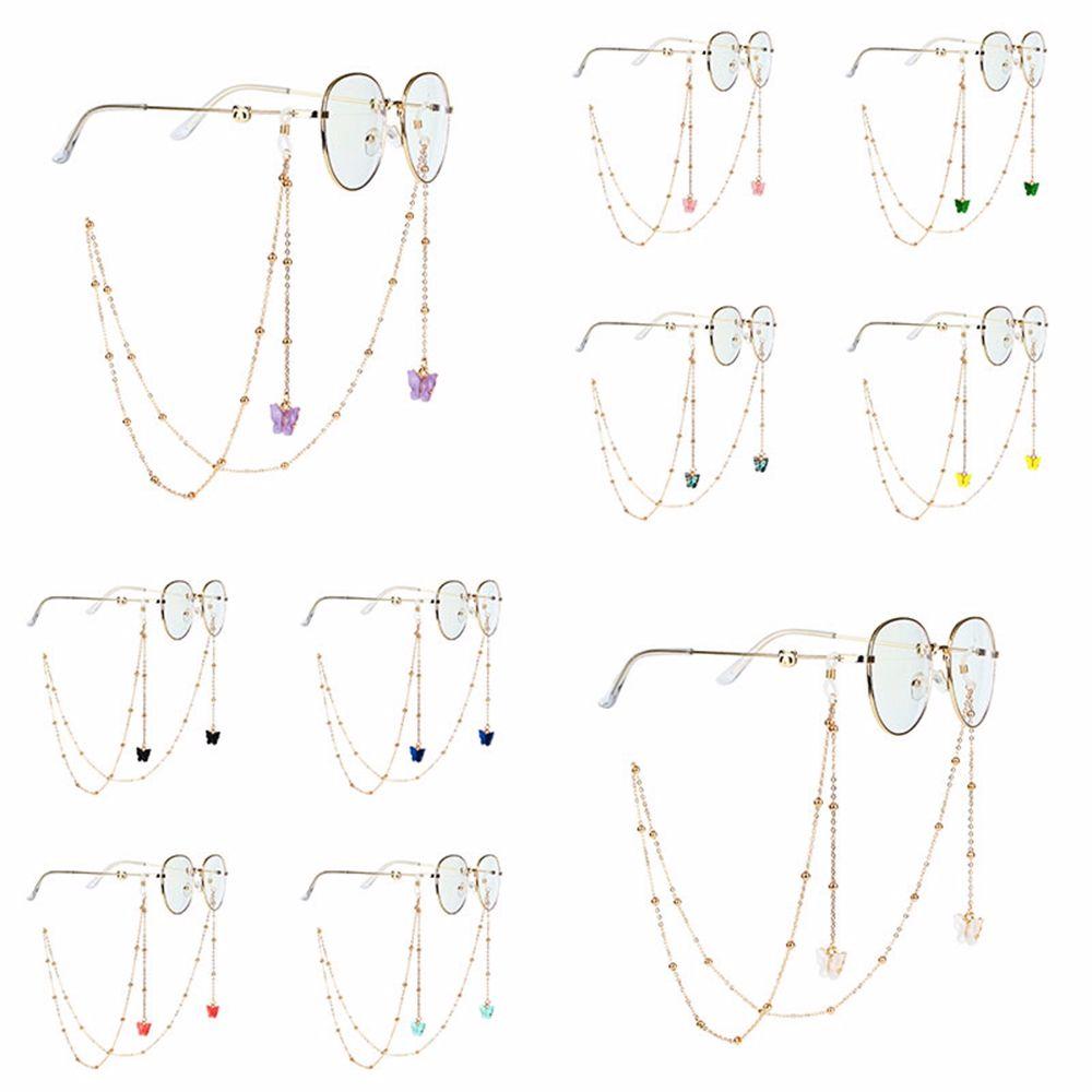 Non-slip Bead Eyewear Anti-lost Butterfly Metal Glasses Chains Neck Strap Mask Hanging Rope