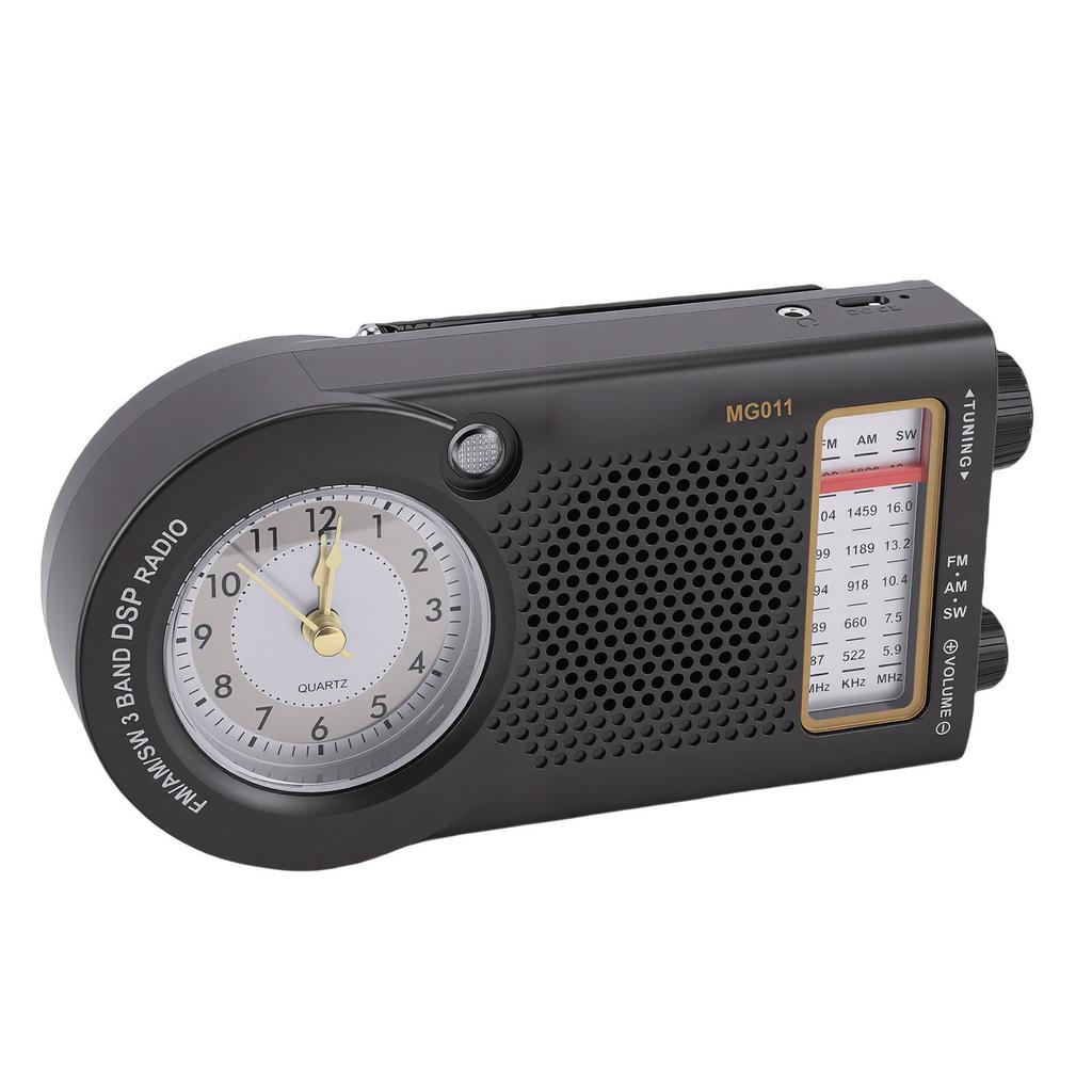 Portable Radio Rechargeable Battery Operated FM AM SW Multi Band Radio with Clock 3W Speaker for Music News Traffic Updates