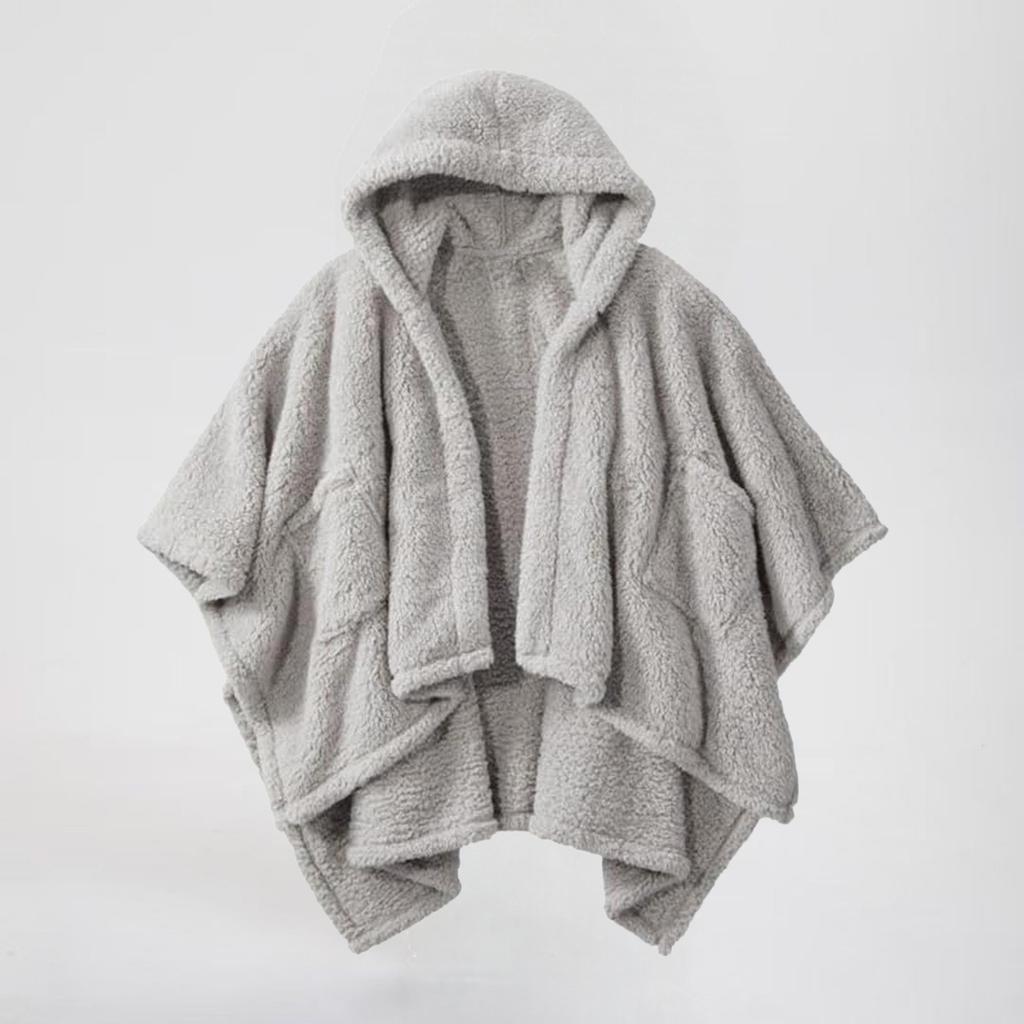 European and American foreign trade women's woolen coat can wear blankets, double-sided plush cloak, office work warm and comfortable shawl