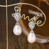 European and American Fashion Stud Earrings Cross-border Foreign Trade Pearl Zircon Stud Elegant Temperament Women's Earrings Bridal High-end Earrings