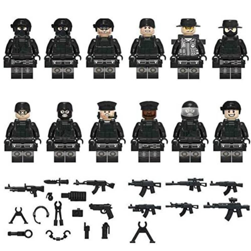 Moc Military Building Block Set Black Swat Jeep With Small Granule Assembly Toy Bag Pieces)