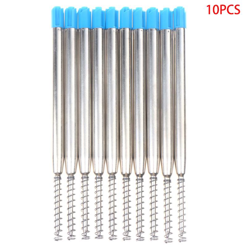 

10Pcs G2 Ballpoint Pen Refills, 1Mm Medium Point With Spring Universal, Metal Steel Pipe, Black/Blue Replacement Refills