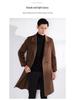 Men's Mid-Length Double-Faced Wool Cashmere Overcoat with Suit Collar