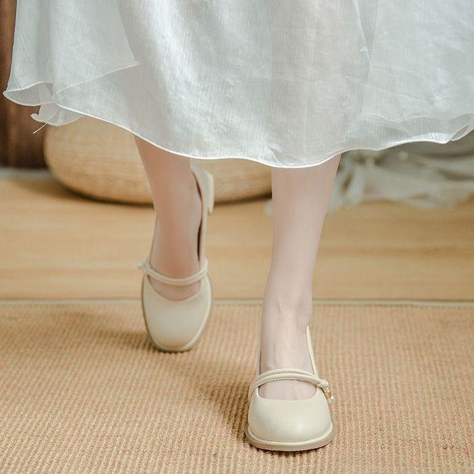 Temperament French Mary Jane small leather shoes 2025 autumn fashion new fairy high heels soft leather gentle bridesmaid shoes