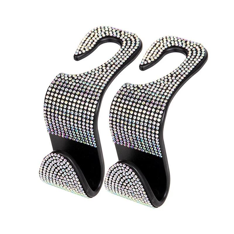 Car Headrest Hook Organizer Rhinestone Universal Auto Seat Back Storage Hooks Bracket Holder Car Interior Accessories