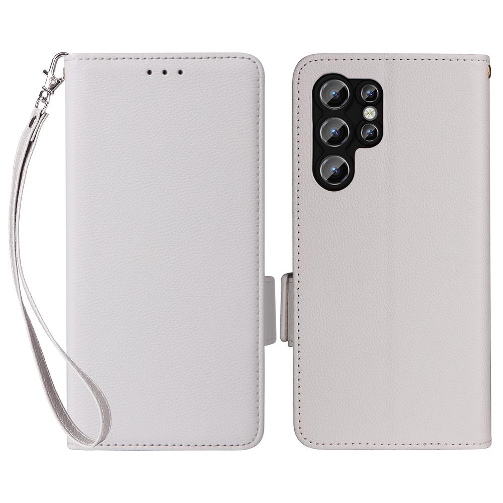 

Для Oukitel C1/C1 Pro Чехол с ремешком на запястье Текстура личи Кожа PU Кошелек Чехол для телефона White