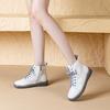 Scarpa singola alta in vera pelle da donna 2026 stivaletti corti taglie forti suola in pelle di vacchetta cerniera laterale stivaletti corti