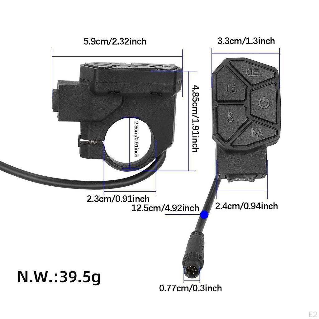 E-Bike-Bedienknopf für und Scheinwerferfunktionen 6-Pin-Anschluss Zubehör