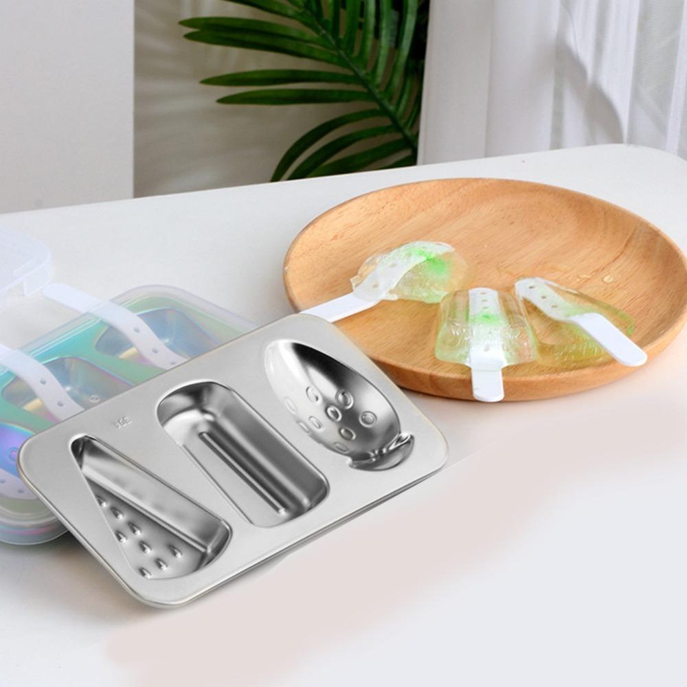 Stainless Steel Ice Cream Moulds 3 Cavity Popsicle Moulds Versatile Cakesicle Moulds For Cake Pops